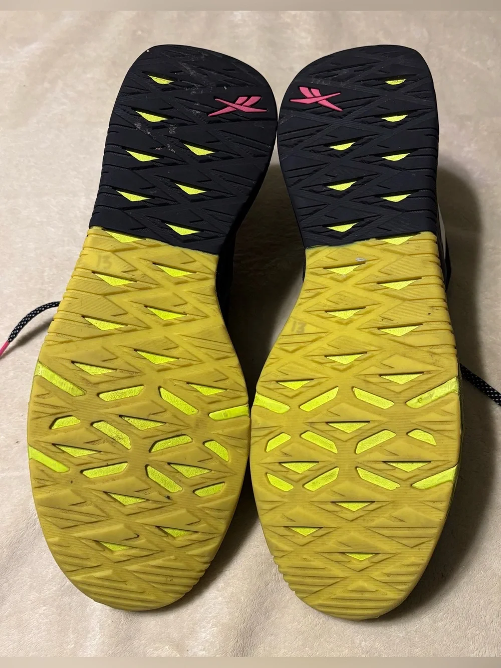 Reebok Black Sneakers with Pink Tongue and Lime Trim